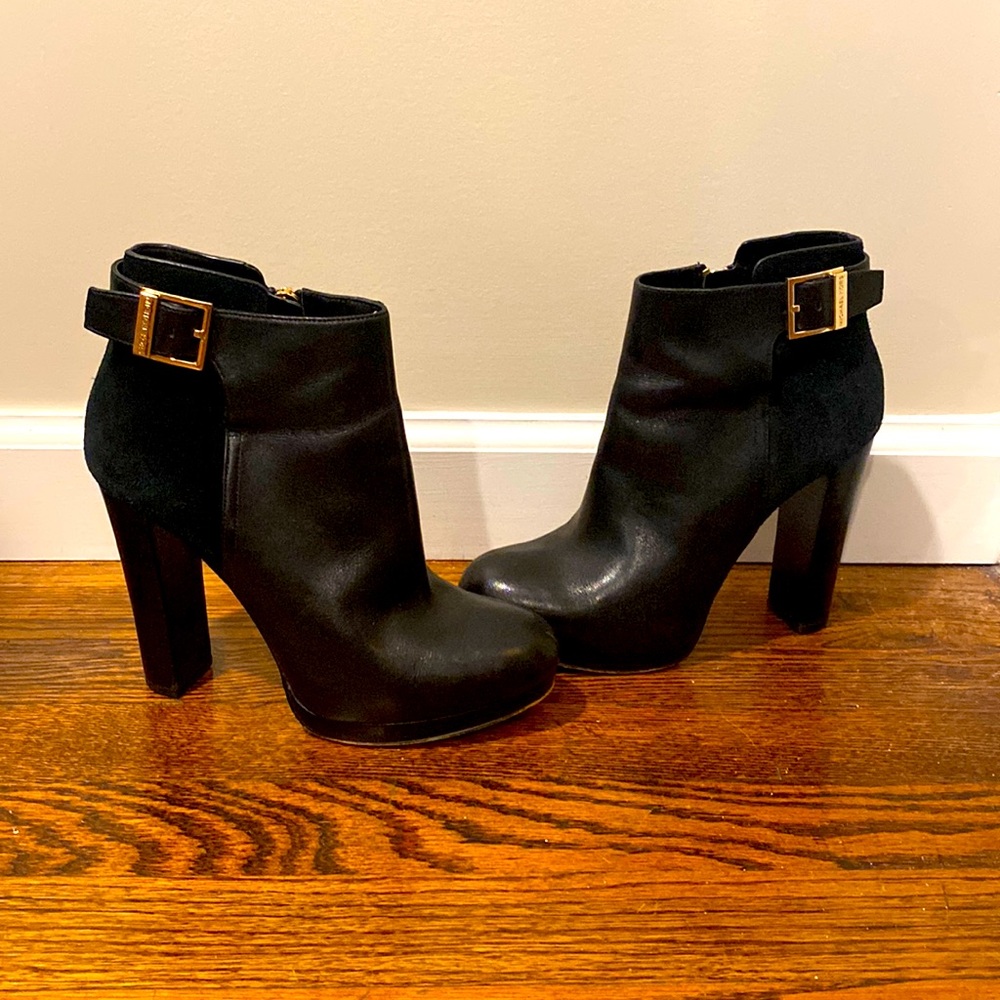 Michael Kors Black with Gold Accent Heeled Booties